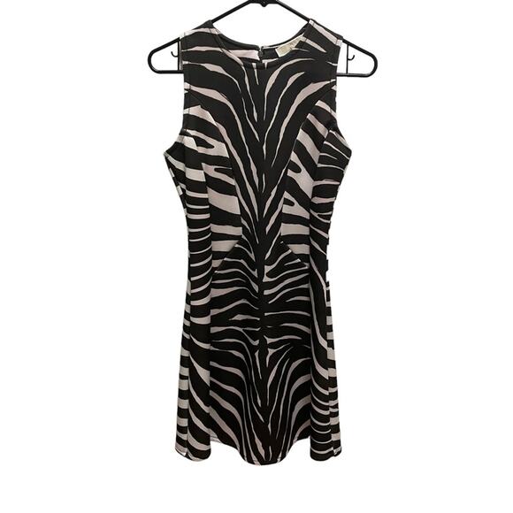 Michael Kors Brown Zebra Print Scuba Fit and Flare Sleeveless Dress size 2 - Picture 1 of 6